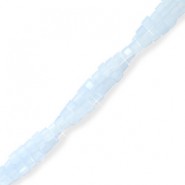 Faceted glass beads Cube 2x2mm Ice blue-pearl shine coating